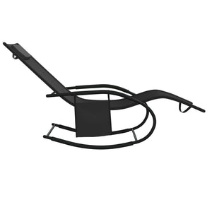 Lettini Prendisole a Dondolo 2 pz in Acciaio e Textilene Nero cod mxl 23268