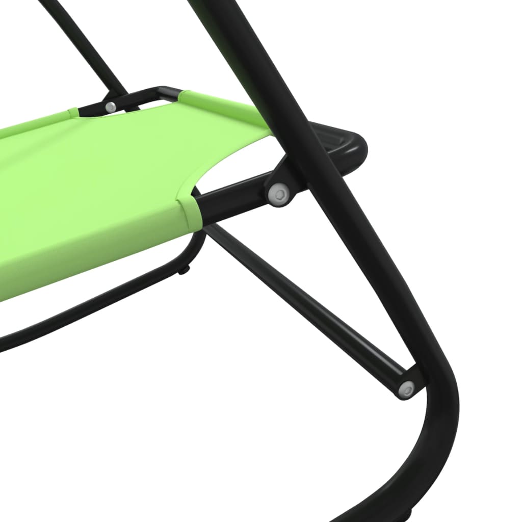 Lettini Prendisole a Dondolo 2 pz in Acciaio e Textilene Verde 318143