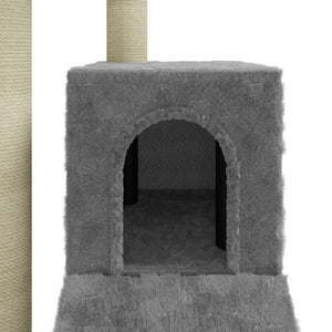 Albero per Gatti con Tiragraffi in Sisal Grigio Chiaro 92 cm