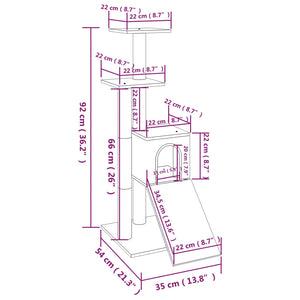 Albero per Gatti con Tiragraffi in Sisal Grigio Scuro 92 cm cod mxl 9191