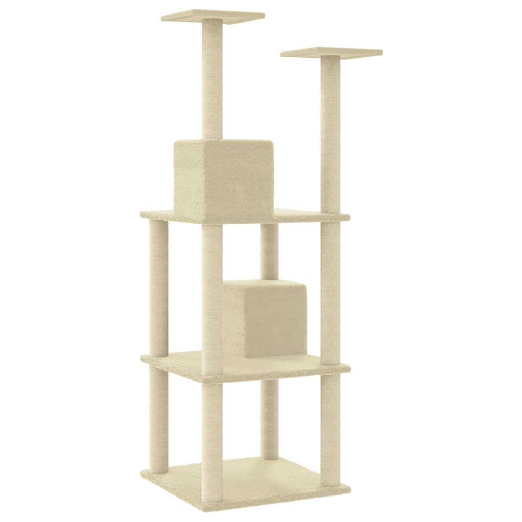 Albero per Gatti con Tiragraffi in Sisal Crema 141 cm 171524