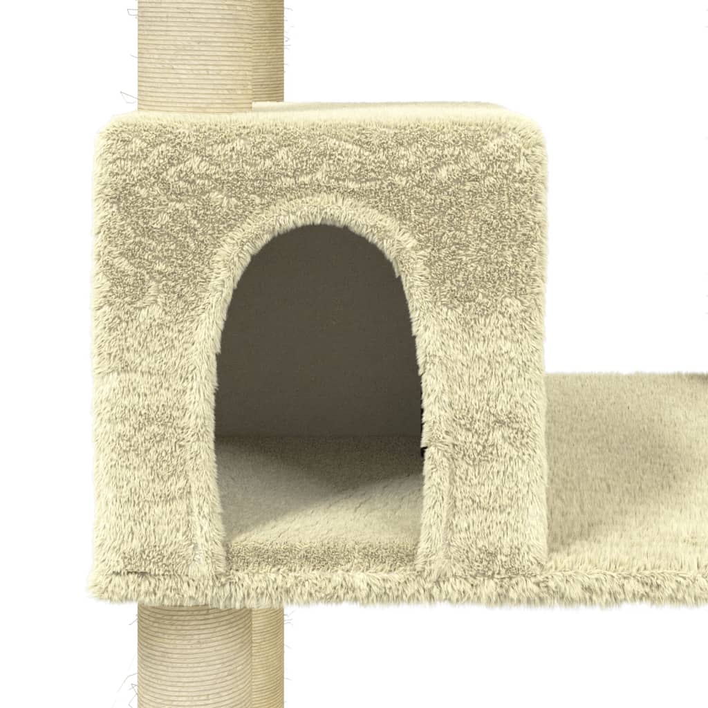 Albero per Gatti con Tiragraffi in Sisal Crema 141 cm 171524