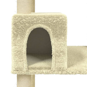 Albero per Gatti con Tiragraffi in Sisal Crema 141 cm 171524