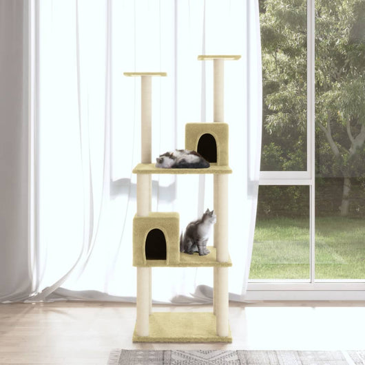Albero per Gatti con Tiragraffi in Sisal Crema 141 cm 171524