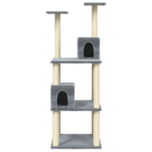 Albero per Gatti con Tiragraffi in Sisal Grigio Chiaro 141 cm