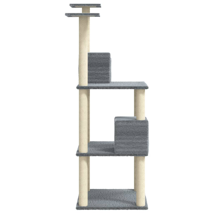 Albero per Gatti con Tiragraffi in Sisal Grigio Chiaro 141 cm 171525