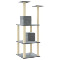 Albero per Gatti con Tiragraffi in Sisal Grigio Chiaro 141 cm