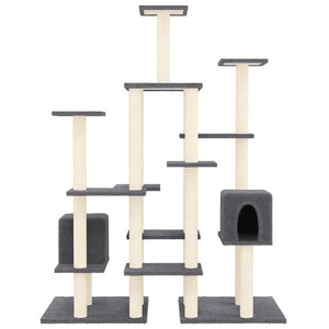 Albero per Gatti con Tiragraffi in Sisal Grigio Scuro 145 cm 171532