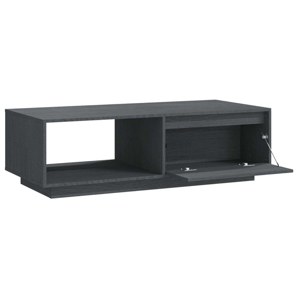 Tavolino da Salotto Grigio 110x50x33,5cm Legno Massello di Pino 809884