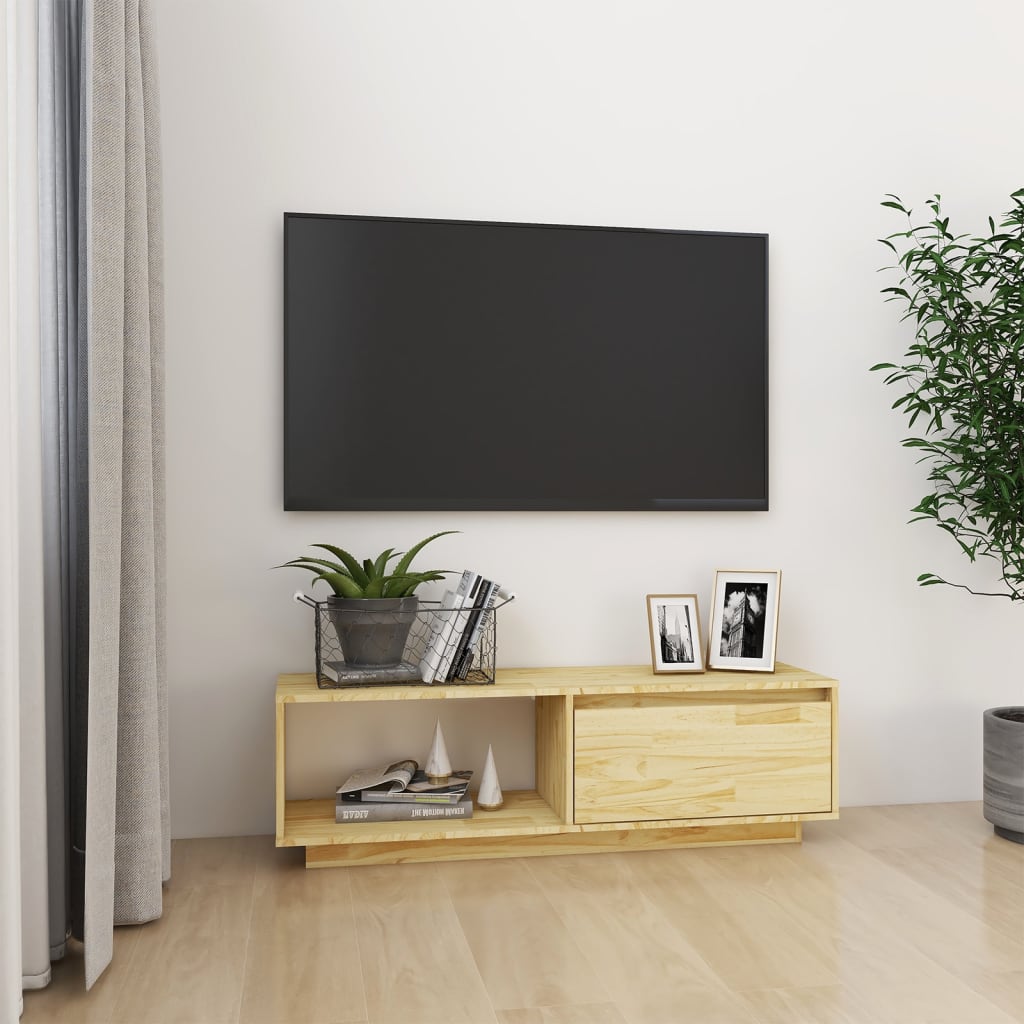 Mobile Porta TV-Mobile per TV-Credenza TV 110x30x33,5 cm in Legno Massello di Pino