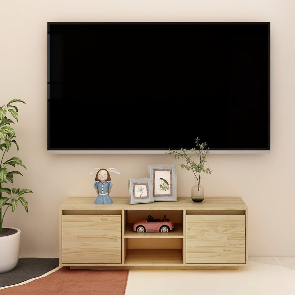Mobile Porta TV-Mobile per TV-Credenza TV 110x30x40 cm in Legno Massello di Pino