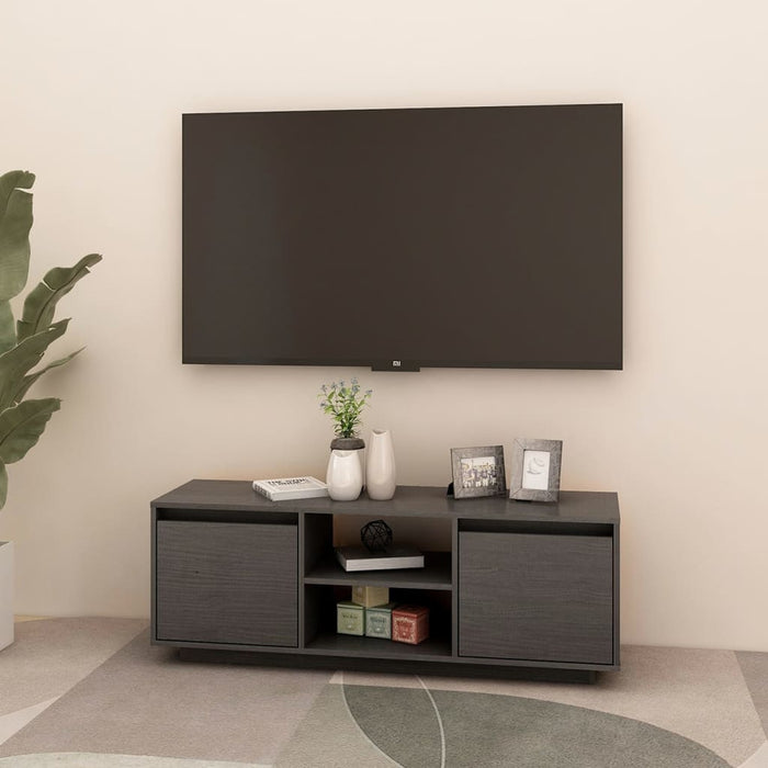 Mobile Porta TV Grigio 110x30x40 cm in Legno Massello di Pino 809902