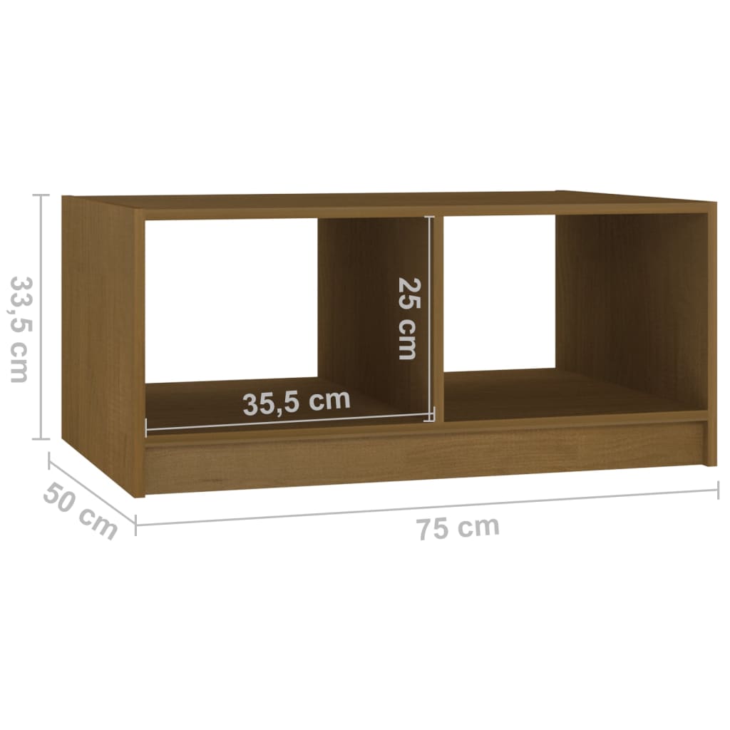 Tavolino da Salotto ambra 75x50x33,5 cm Legno Massello di Pino 809909