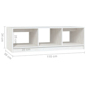 Tavolino da Salotto Bianco 110x50x34 cm Legno Massello di Pino cod mxl 25005