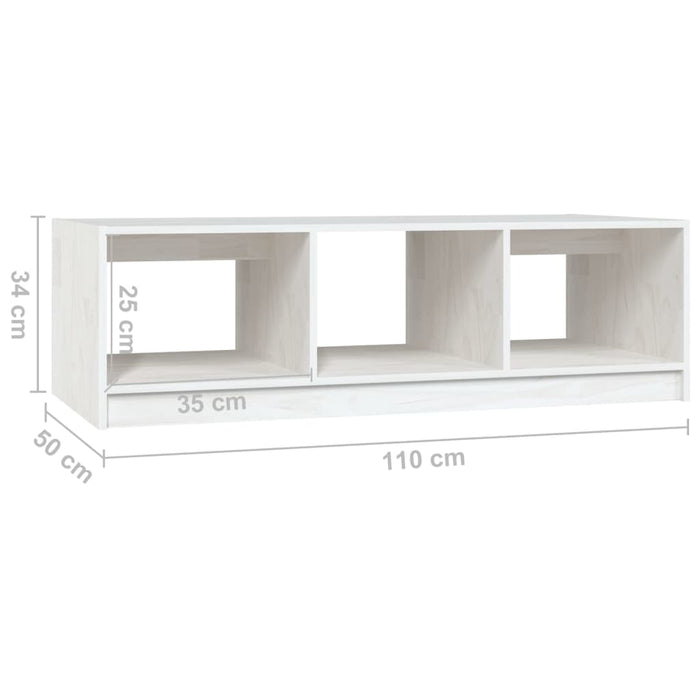 Tavolino da Salotto Bianco 110x50x34 cm Legno Massello di Pino cod mxl 25005