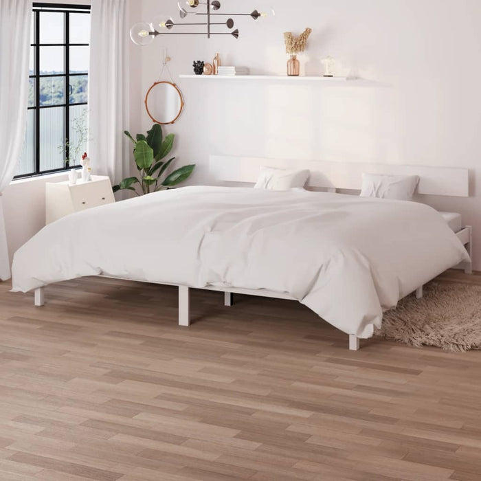 Giroletto-Struttura Letto Bianco in Legno Massello 180x200 cm Super King 414568