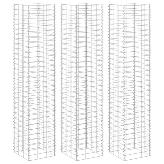 Fioriere Rialzate a Gabbione 3 pz 30x30x200 cm in Ferro