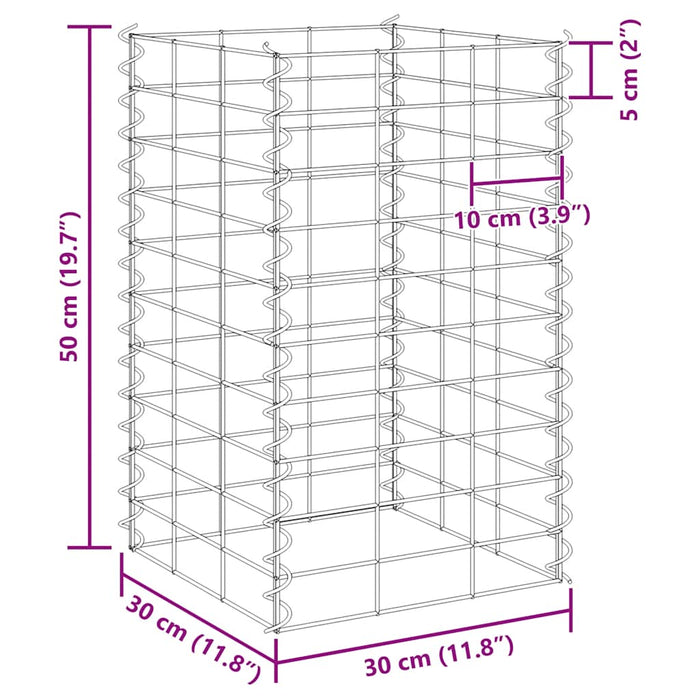 Fioriere Rialzate Gabbione 4 pz 30x30x50/100/150/200 cm Ferro 151252