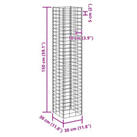 Fioriere Rialzate Gabbione 4 pz 30x30x50/100/150/200 cm Ferro 151252