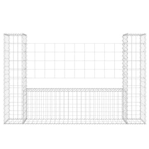 Cesto Gabbione a U con 2 Pali in Ferro 140x20x100 cm cod mxl 9933