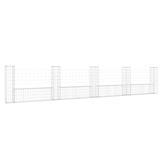 Cesto Gabbione a U con 5 Pali in Ferro 500x20x100 cm