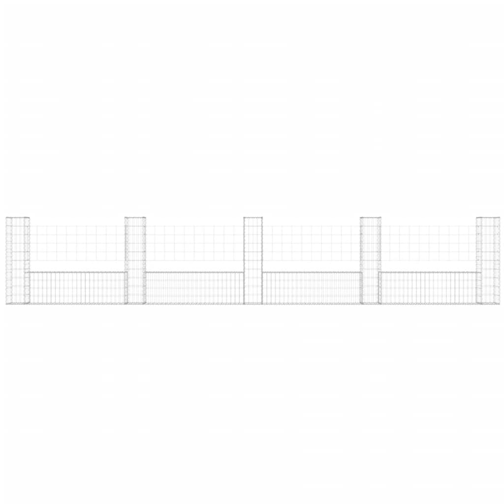 Cesto Gabbione a U con 5 Pali in Ferro 500x20x100 cm 151278