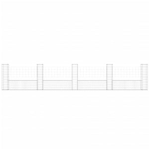 Cesto Gabbione a U con 5 Pali in Ferro 500x20x100 cm 151278