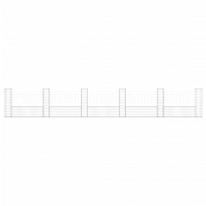 Cesto Gabbione a U con 6 Pali in Ferro 620x20x100 cm 151279