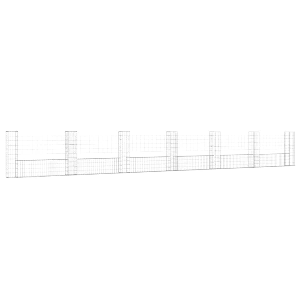 Cesto Gabbione a U con 7 Pali in Ferro 740x20x100 cm cod mxl 22644