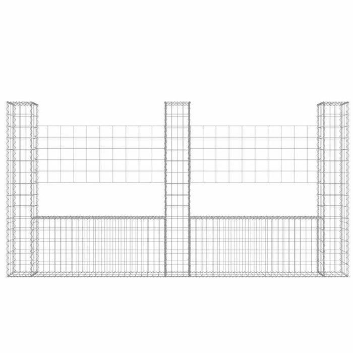 Cesto Gabbione a U con 3 Pali in Ferro 260x20x150 cm cod mxl 20489