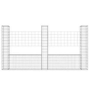 Cesto Gabbione a U con 3 Pali in Ferro 260x20x150 cm 151283