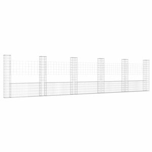 Cesto Gabbione a U con 6 Pali in Ferro 620x20x150 cm