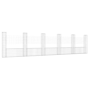 Cesto Gabbione a U con 6 Pali in Ferro 620x20x150 cm 151286