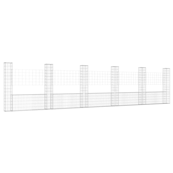 Cesto Gabbione a U con 6 Pali in Ferro 620x20x150 cm 151286