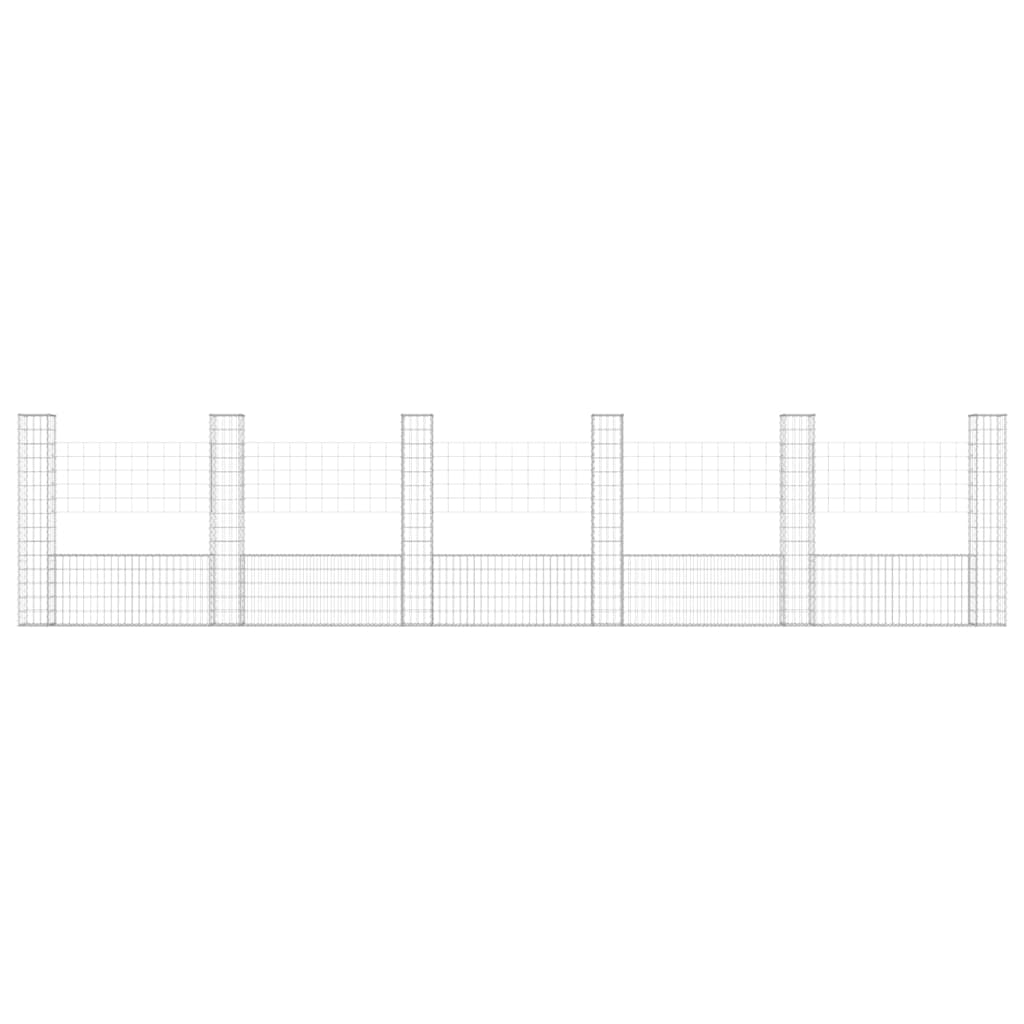 Cesto Gabbione a U con 6 Pali in Ferro 620x20x150 cm