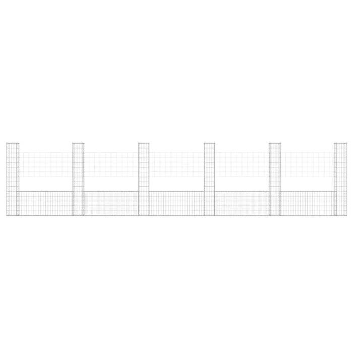 Cesto Gabbione a U con 6 Pali in Ferro 620x20x150 cm
