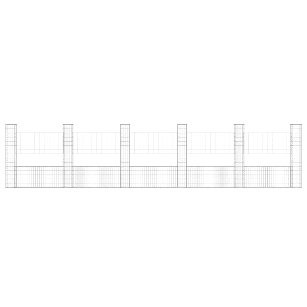 Cesto Gabbione a U con 6 Pali in Ferro 620x20x150 cm 151286