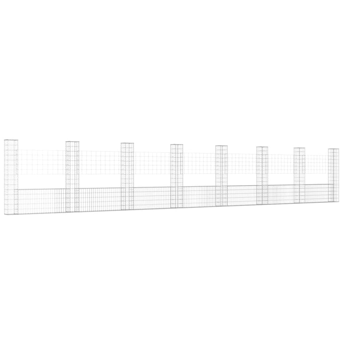 Gabbione a U con 8 Pali in Ferro 860x20x150 cm 151288