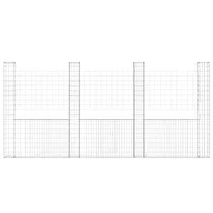 Gabbione a U con 4 Pali in Ferro 380x20x200 cm 151291