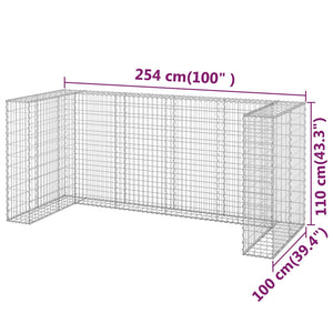 Gabbione per Bidoni in Acciaio Zincato 254x100x110 cm 151300