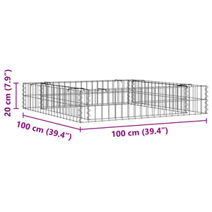 Gabbione Letto Rialzato in Acciaio Zincato 100x100x20 cm 151311