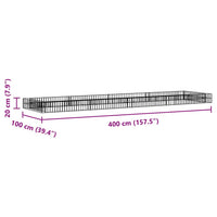 Gabbione Letto Rialzato in Acciaio Zincato 400x100x20 cm 151314