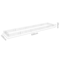 Gabbione Letto Rialzato in Acciaio Zincato 500x100x20 cm