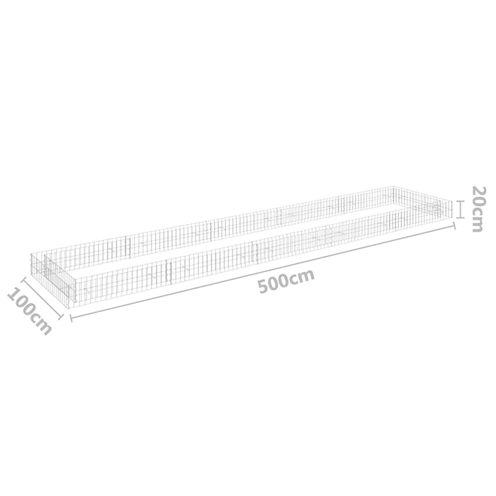 Gabbione Letto Rialzato in Acciaio Zincato 500x100x20 cm