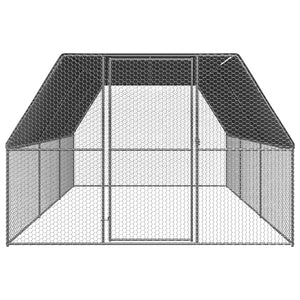 Pollaio da esterno 3 x 6 x 2 m tetto in acciaio zincato PE 02_0001695