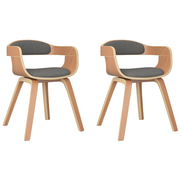 Sedie da Pranzo 2 pz Grigio Chiaro in Legno Curvato e Tessuto
