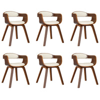 Sedie da Pranzo 6 pz Crema in Legno Curvato e Similpelle