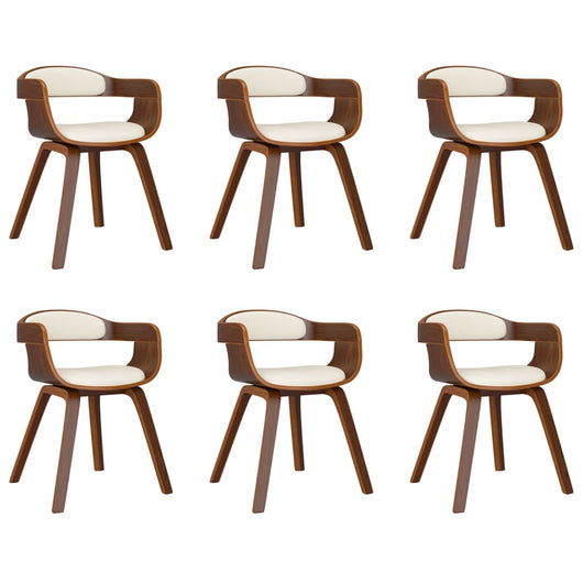 Sedie da Pranzo 6 pz Crema in Legno Curvato e Similpelle