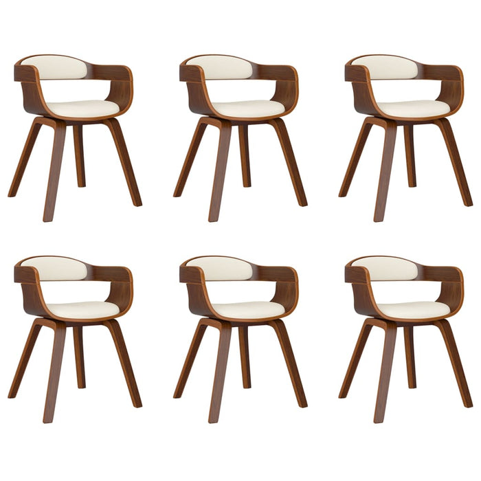 Sedie da Pranzo 6 pz Crema in Legno Curvato e Similpelle 3092390