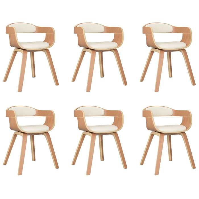 Sedie da Pranzo 6 pz Crema in Legno Curvato e Similpelle cod mxl 23032